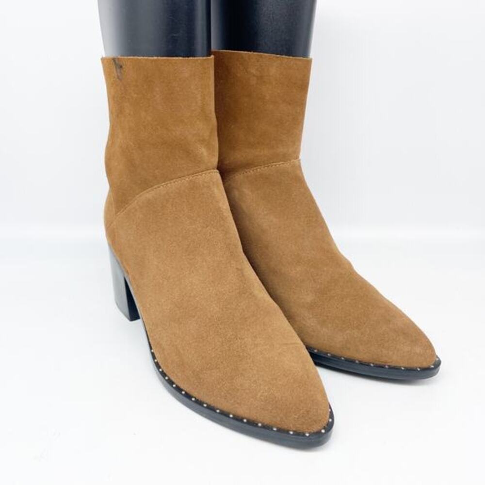 Treasure & Bond Women's Farrah Suede Studded Ankle Boots Cognac Size 9 M